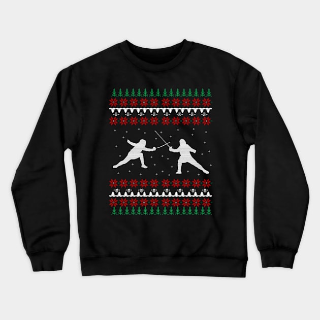 Fencing Ugly Christmas Sweater Gift Ideas Crewneck Sweatshirt by uglygiftideas